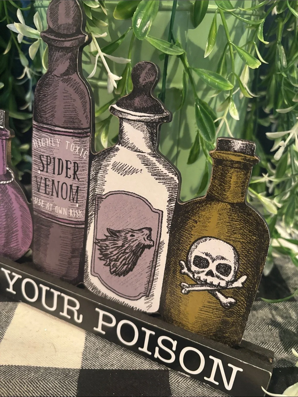 Pick Your Poison Decorative Bottles Shelf Sign